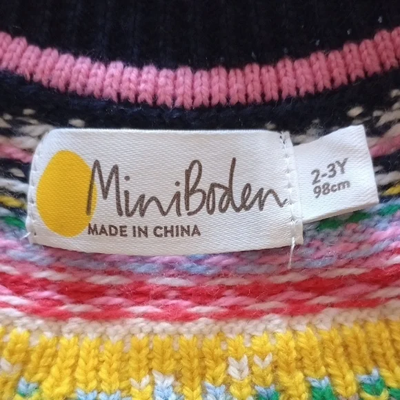 Mini Boden Navy Reindeer and Tree Sweater - Picture 2 of 3